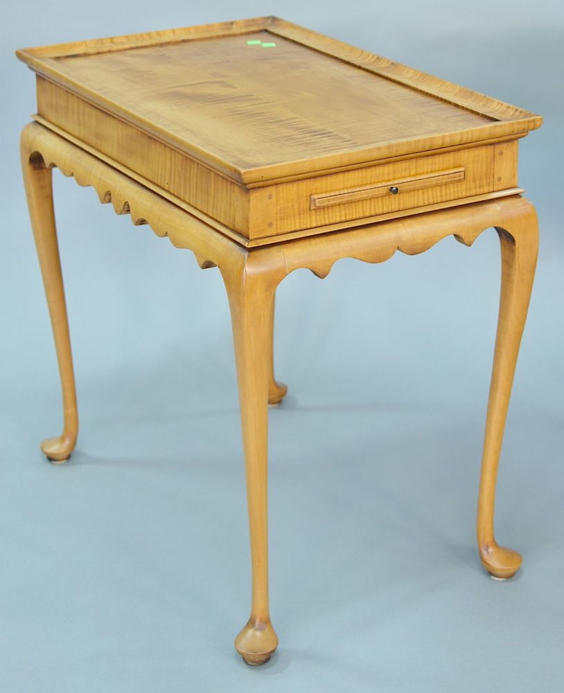 Appraisal: Eldred Wheeler maple and tiger maple Queen Anne tea table