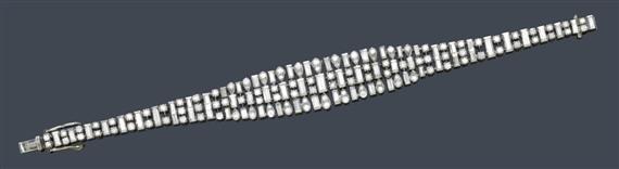 Appraisal: A DIAMOND BRACELET circa Silver ca Elegant Rivi re bracelet