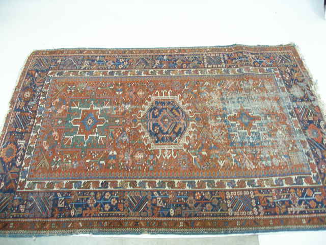 Appraisal: Antique Karadja Rug Early th c blue border central medallion