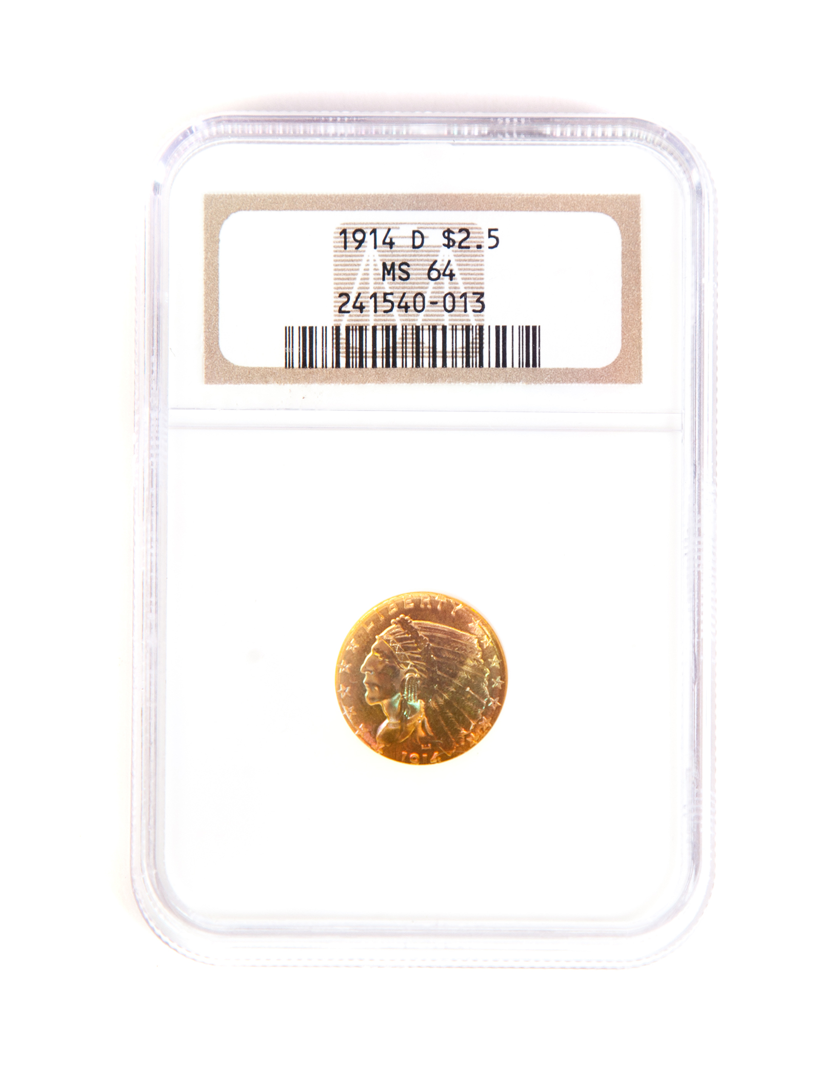 Appraisal: D GOLD INDIAN HEAD QUARTER EAGLE MS NGC -