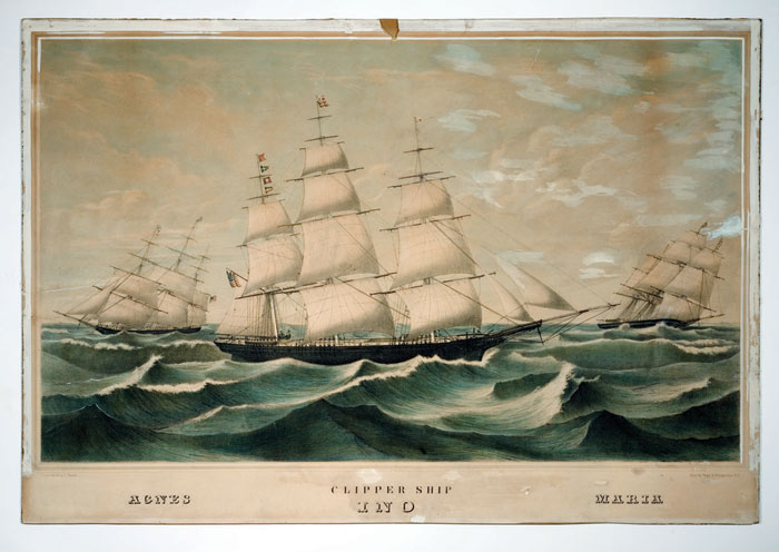 Appraisal: CLIPPER SHIPS INO - AGNES - MARIA Giant-folio handcolored lithograph