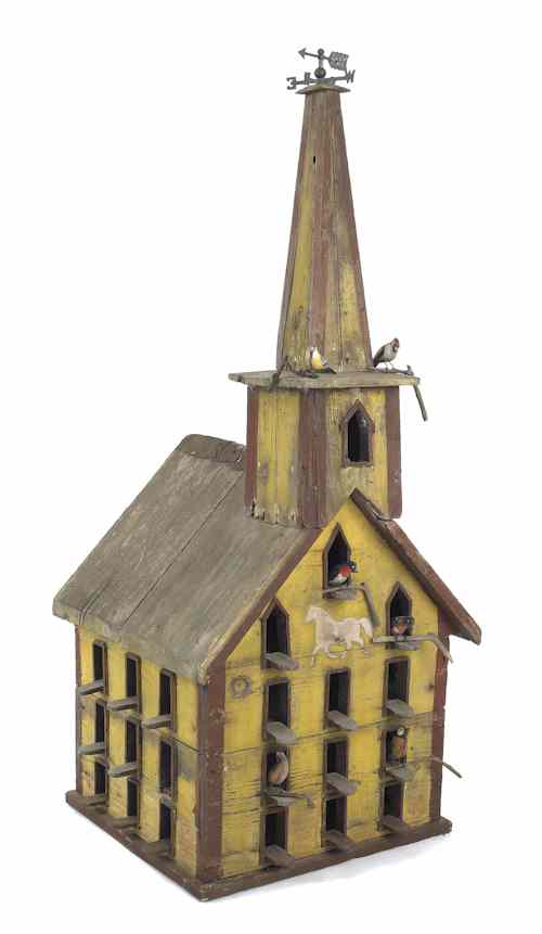 Appraisal: Victorian painted pine birdhouse late th c retaining an old