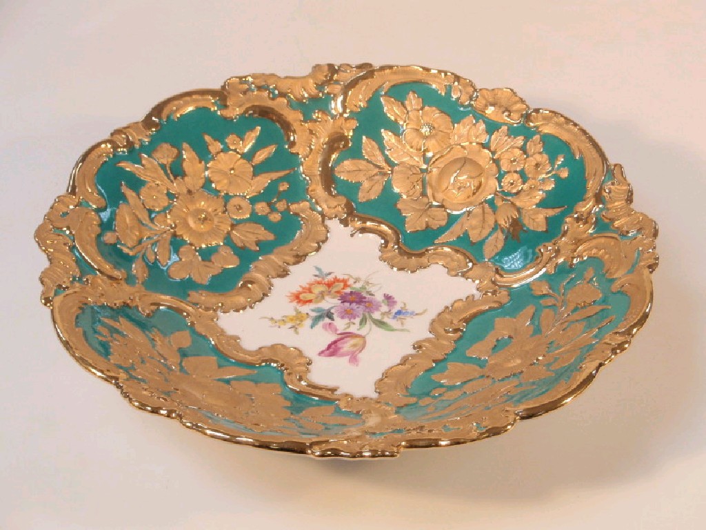 Appraisal: A modern Meissen dish with hand painted floral centre within