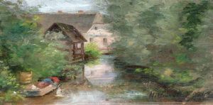 Appraisal: Hillier European School early th century- Figure by a river