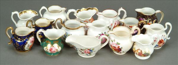 Appraisal: A collection of fifteen assorted English porcelain miniature jugs including