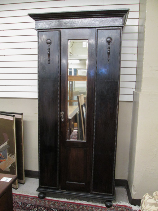 Appraisal: SINGLE-DOOR OAK WARDROBE English early th century H x W