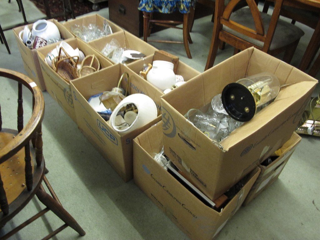 Appraisal: Nine boxes of china glass and sundries