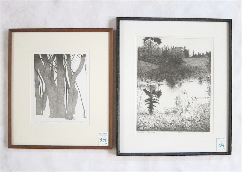 Appraisal: ART HANSEN TWO ETCHINGS Washington born The first titled Winter