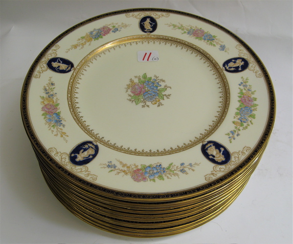 Appraisal: TWELVE WEDGWOOD PORCELAIN SERVICE PLATES - D with royal blue