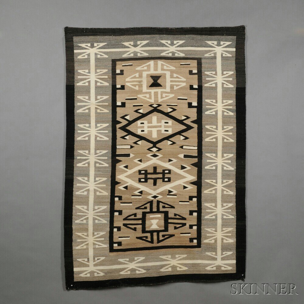 Appraisal: Navajo Two Grey Hills Weaving central rectangle with elaborate black