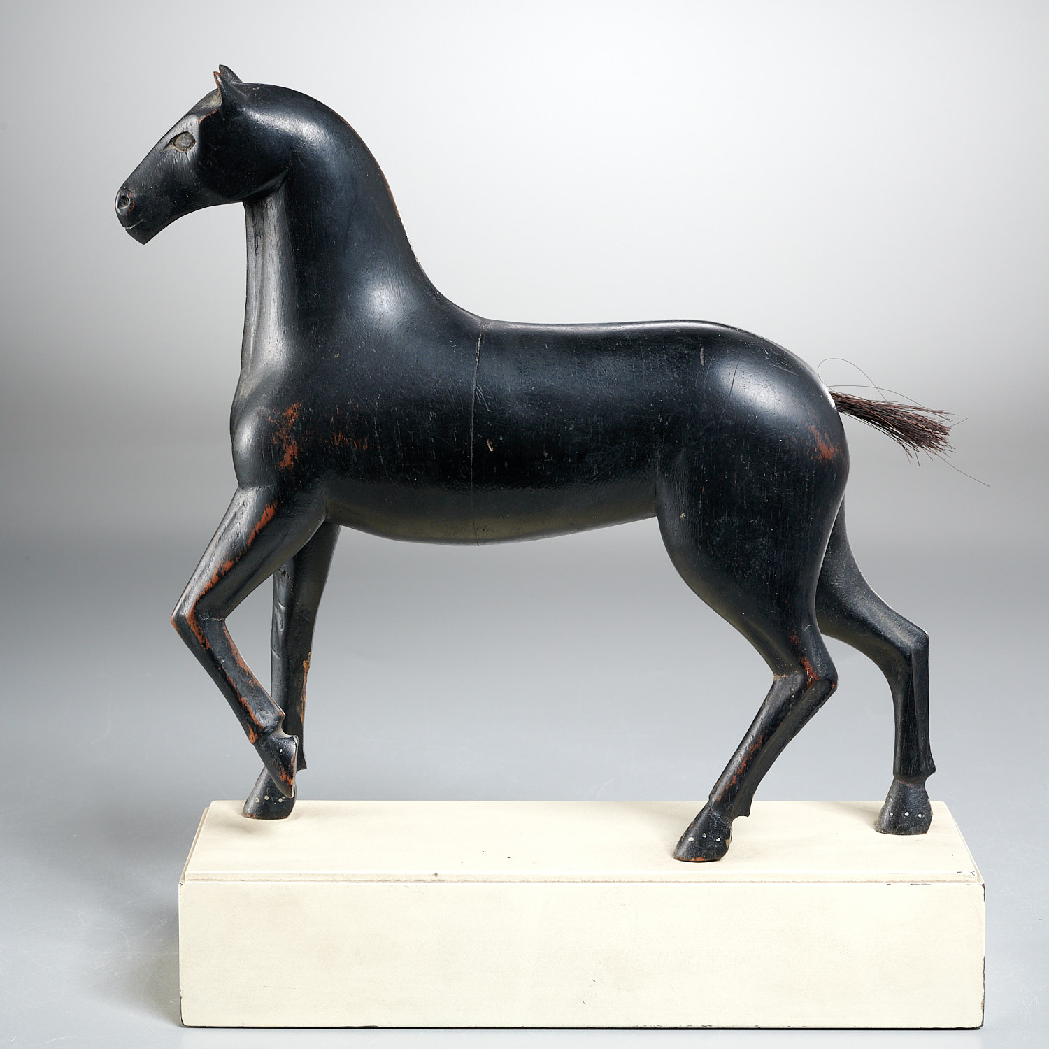 Appraisal: FINE AMERICAN FOLK CARVED AND PAINTED WOOD HORSE Late th