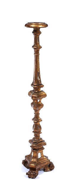 Appraisal: A GILTWOOD STANDARD LAMP with inset mirror decoration and three