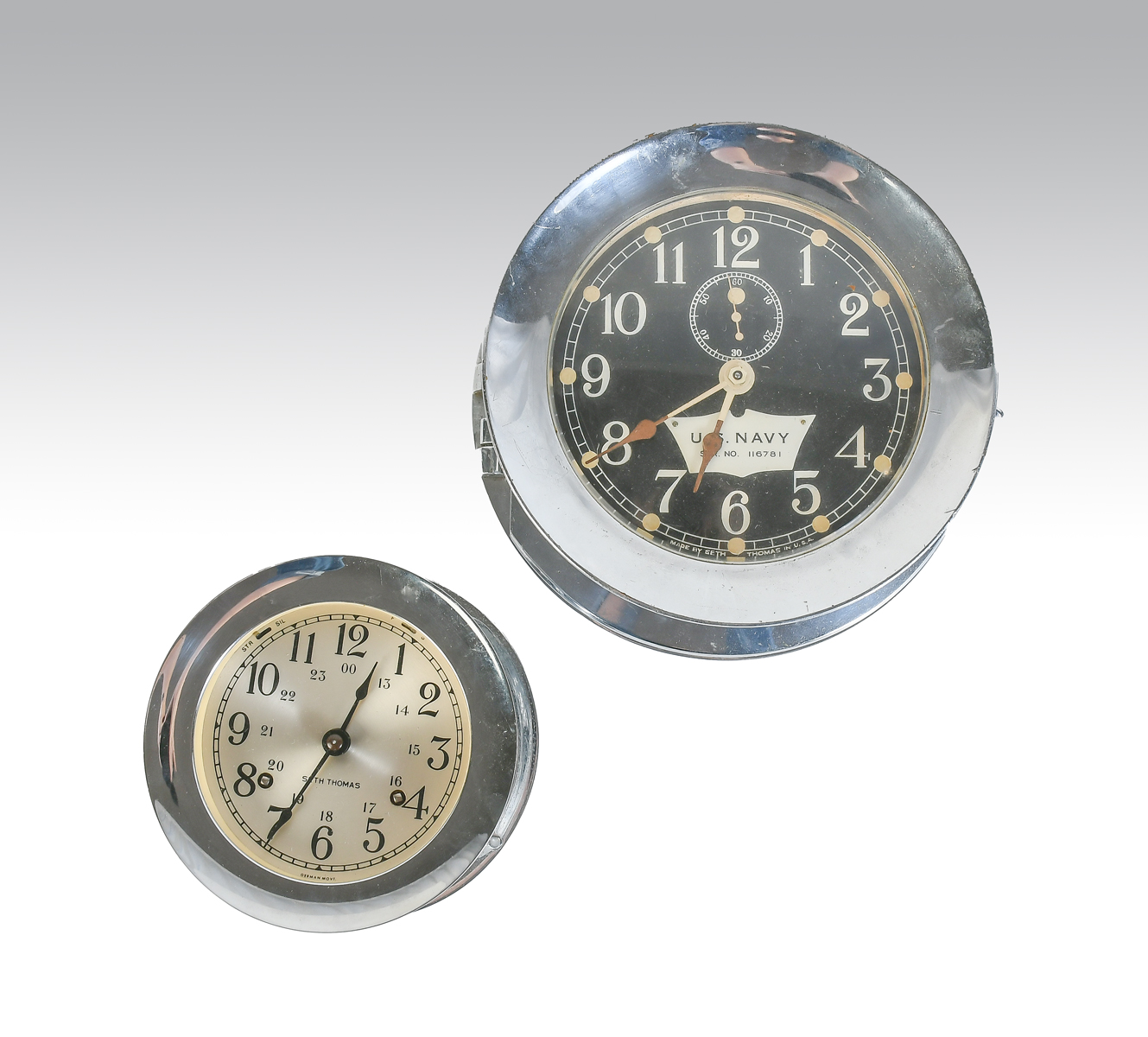 Appraisal: PC SETH THOMAS U S NAVY SHIP'S CLOCKS Comprising -