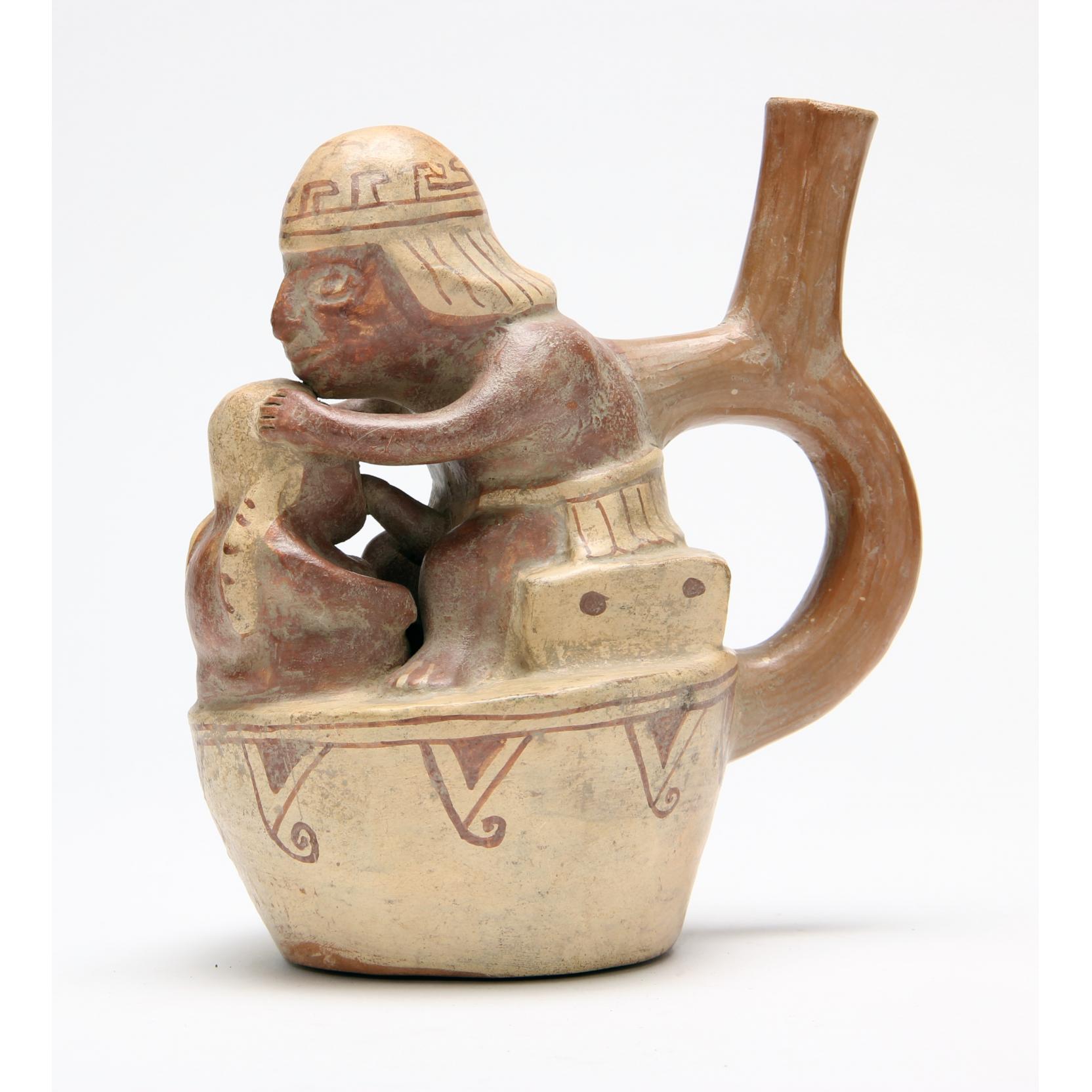 Appraisal: Pre-Columbian Moche Erotic Stirrup Vessel Peru circa - A D