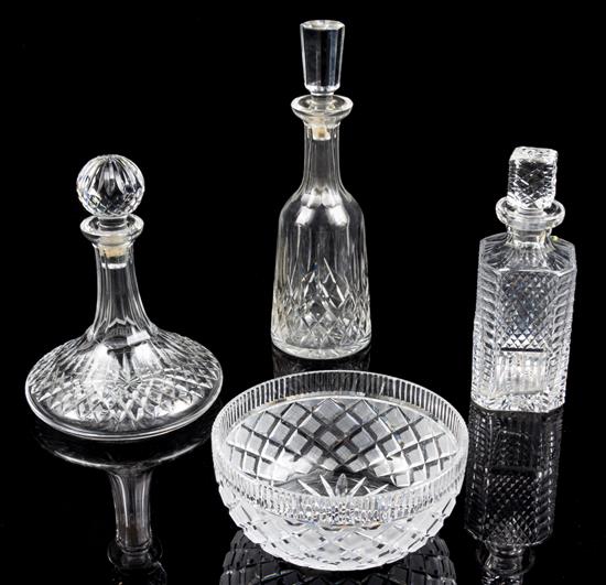 Appraisal: Sale Lot Three Waterford Cut Glass Decanters each with diamond