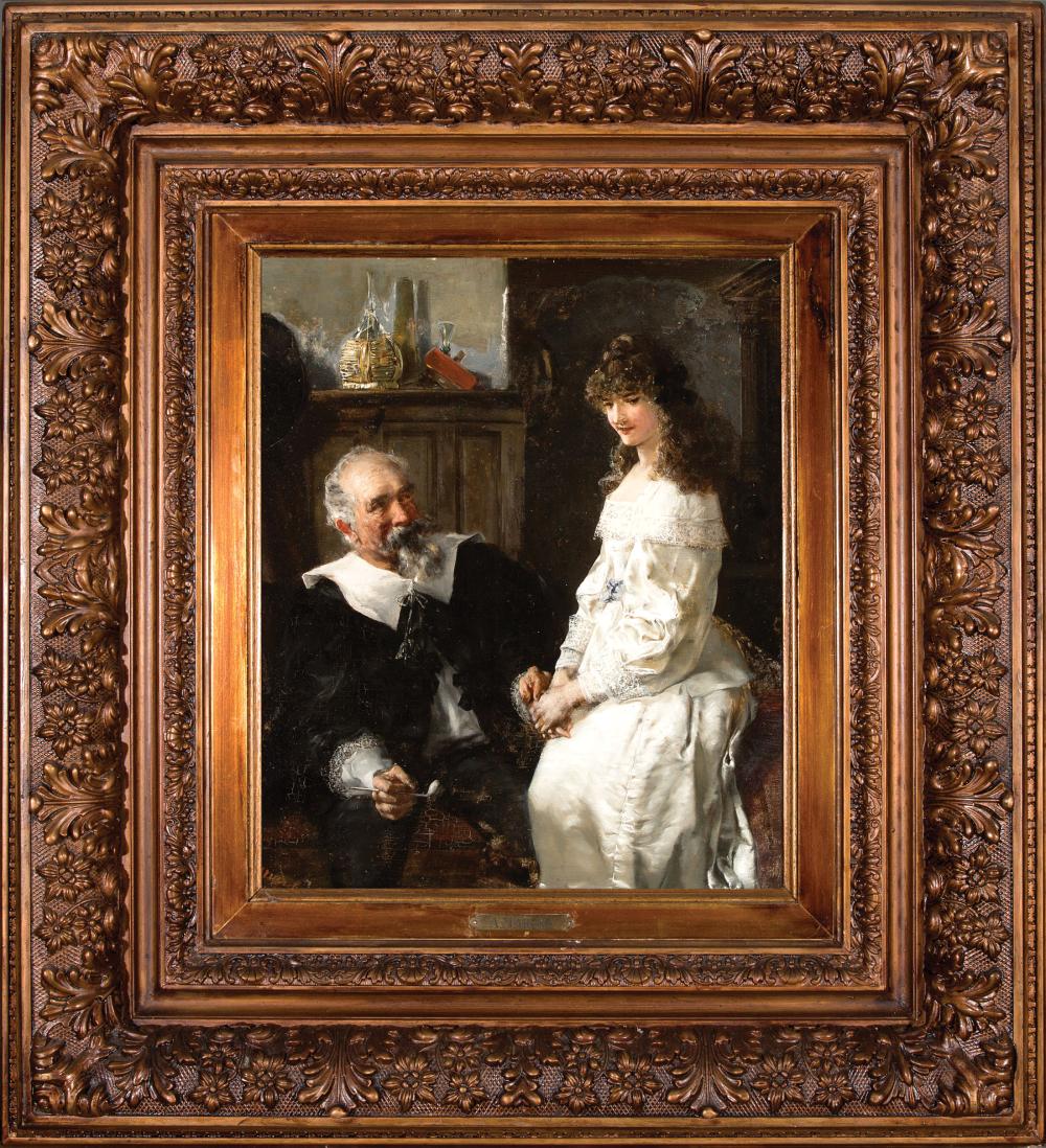 Appraisal: Alexander Marcks German - Father and Daughter oil on cradled