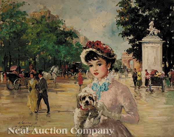 Appraisal: Fran ois Gerome French b Le Champs Elysees oil on