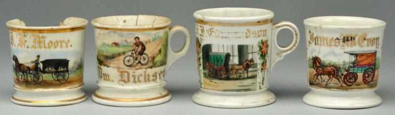 Appraisal: Lot of Damaged Shaving Mugs Includes mugs with a beautiful