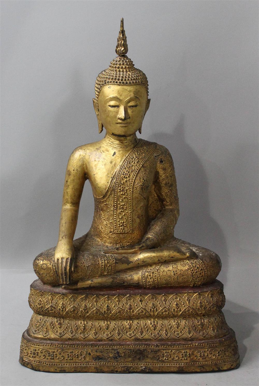 Appraisal: BURMESE GILT BRONZE FIGURE OF THE BUDDHA LATE TH CENTURY