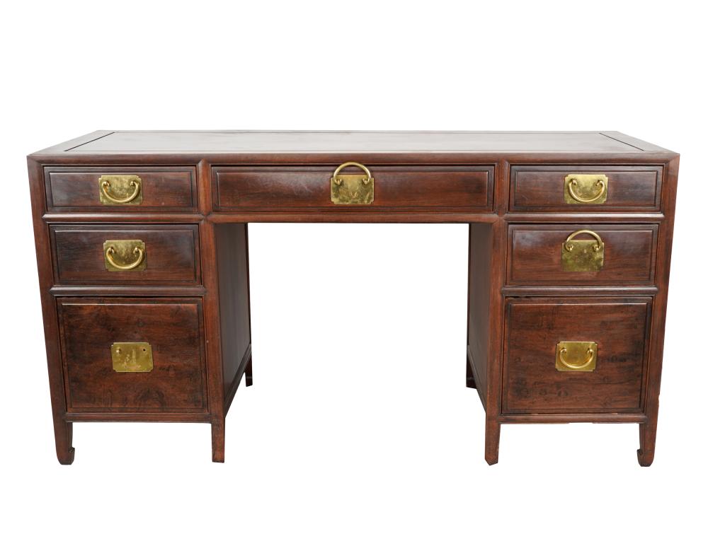 Appraisal: CHINESE-STYLE PEDESTAL DESKlate th century constructed in one piece paneled