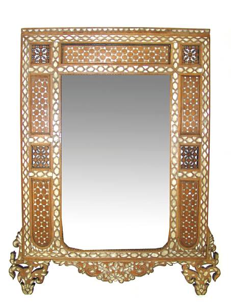 Appraisal: A Moorish mother of pearl inlaid wall mirror height in