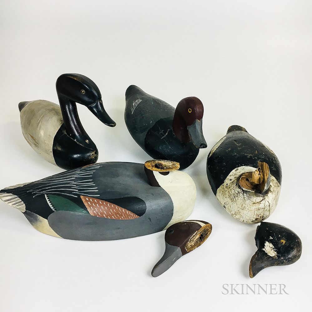 Appraisal: Six Polychrome Carved Duck Decoys Six Polychrome Carved Duck Decoys