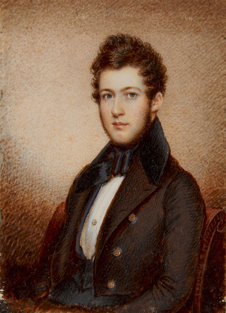 Appraisal: AMERICAN SCHOOL th century Portrait Miniature Depicting a Young Man