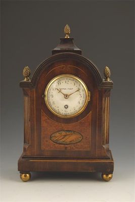 Appraisal: A mahogany mantel timepiece now fitted with a French day