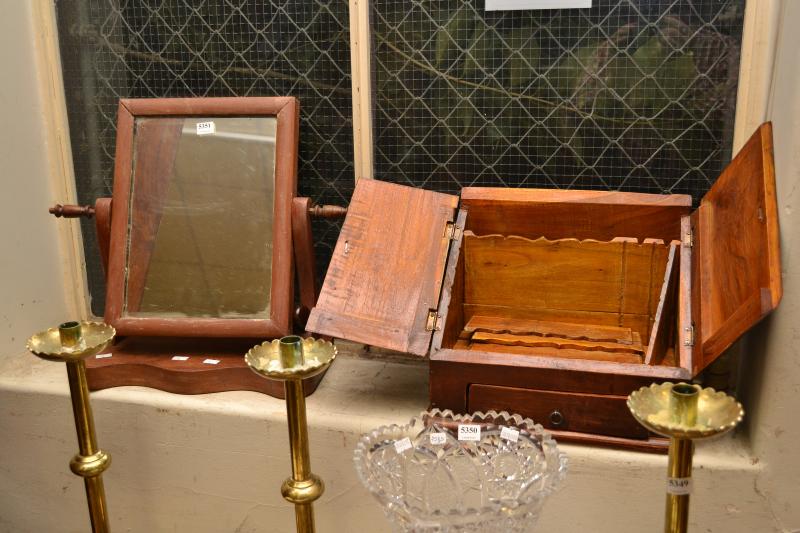 Appraisal: A SMALL RUSTIC VICTORIAN TOILET MIRROR AND A SMALL CHEST