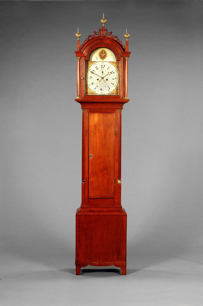 Appraisal: MAINE FEDERAL MAPLE TALL CASE CLOCK THE DIAL SIGNED SAMUEL