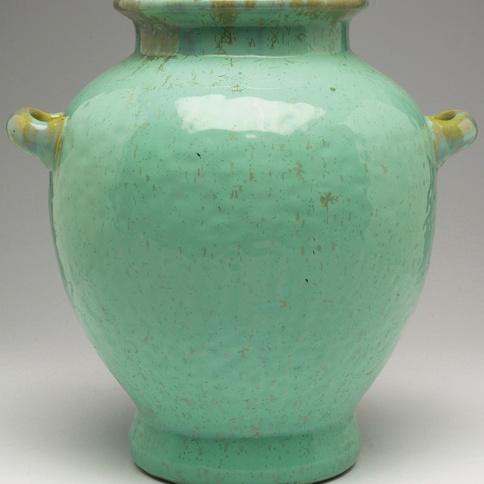 Appraisal: Fulper vase large double-handled shape covered in a green and