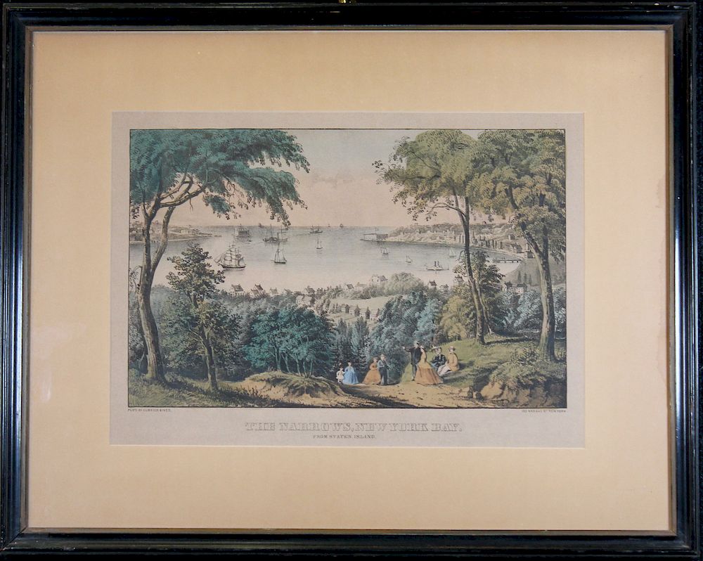 Appraisal: The Narrows New York Bay Currier Ives The Narrows New