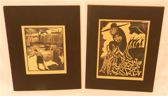 Appraisal: Earl Washington two block prints black and white the first