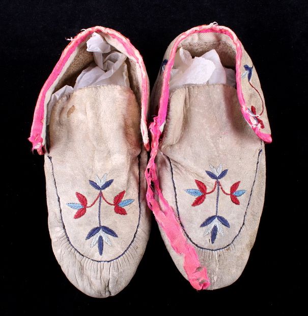 Appraisal: Native American Floral Stitched Moccasins Included in this lot is