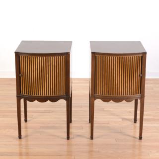 Appraisal: Pair George III mahogany tambour side tables Pair George III