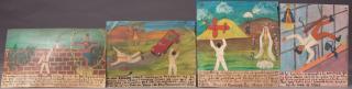 Appraisal: Group of Four Mexican Retablos oil on tin one da