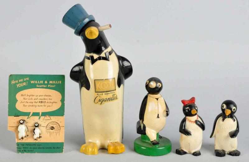 Appraisal: Lot of Kool Penguin Advertising Figures s to s Includes