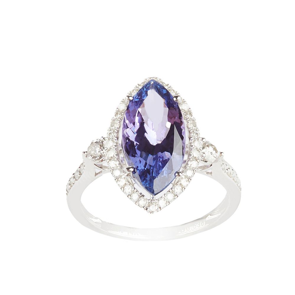 Appraisal: Tanzanite and Diamond Ring Tanzanite and diamond ring featuring on