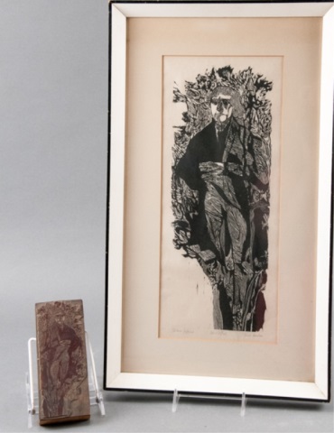 Appraisal: Jacob Landau Thomas Jefferson Woodcut Signed titled and confirmed as