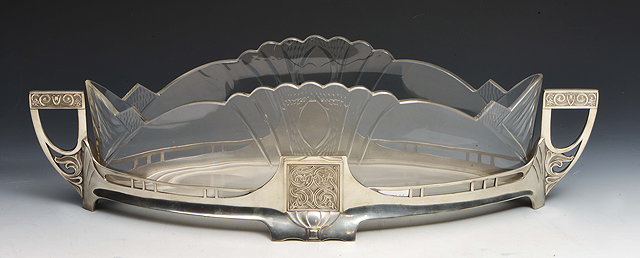 Appraisal: A WMF silver plated Secessionist centrepiece foliate scrolling decoration with