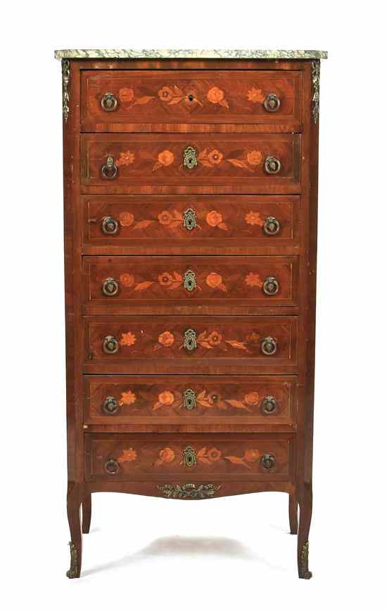 Appraisal: A Louis XVI Style Marquetry and Gilt Metal Mounted Semanier