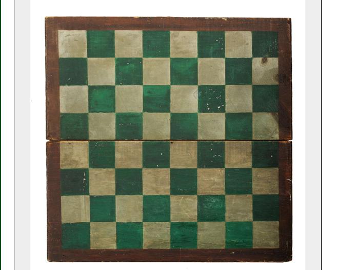 Appraisal: PAINT DECORATED TRAVELING GAMEBOARD Hinged for folding and painted in