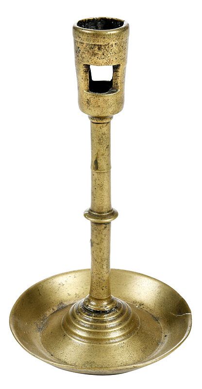 Appraisal: North European Gothic Brass Candlestick possibly th century socket with