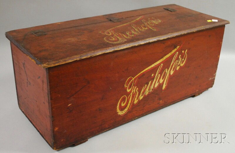 Appraisal: Painted Wooden Lidded Retail Advertising Freihofer's Bread Box ht lg