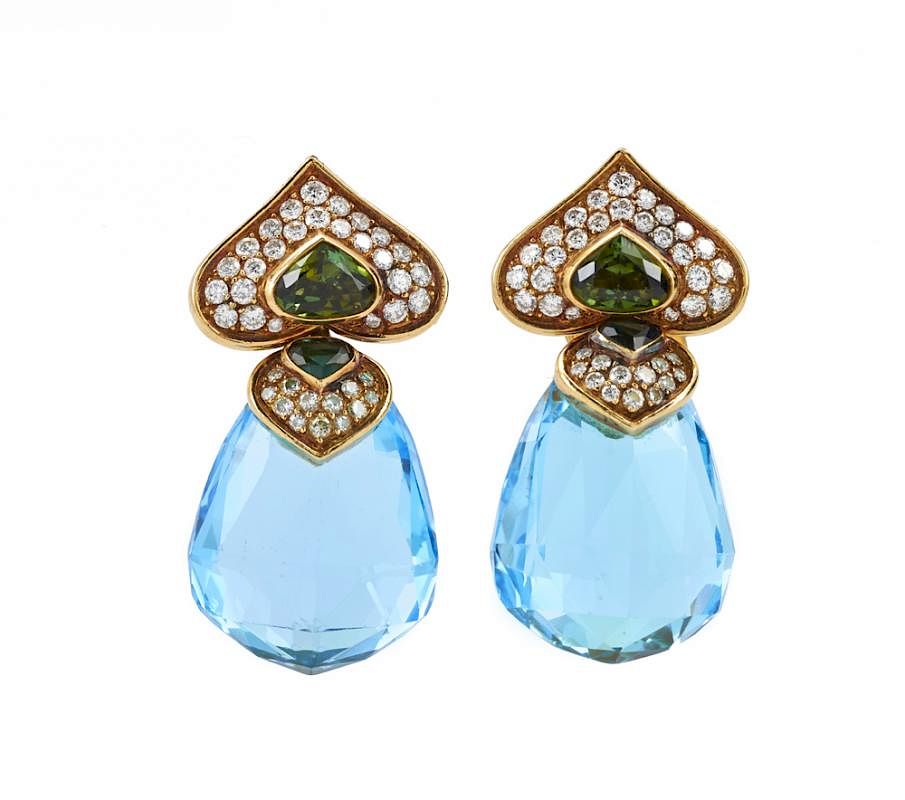 Appraisal: Bulgari Marina B Gemstone Diamond Earrings Bulgari Marina B k