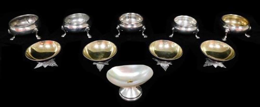 Appraisal: STERLING Ten open salts mostly British variety of forms and