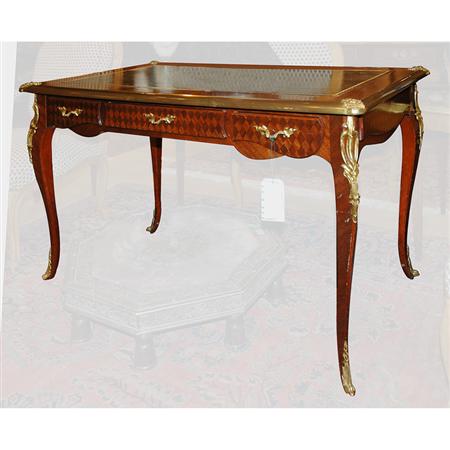 Appraisal: Louis XV Style Gilt-Metal Mountd Parquetry Inlaid Mahogany Bureau Plat