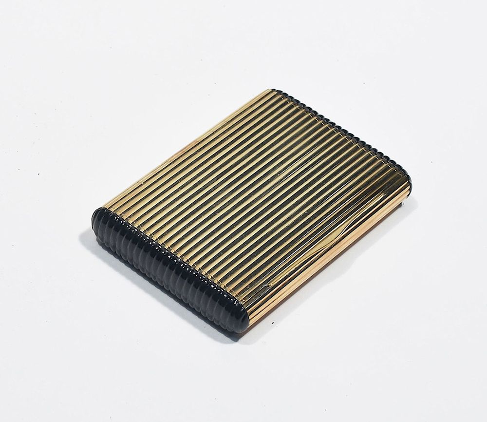 Appraisal: Austrian K yellow gold and black onyx cigarette case Austrian