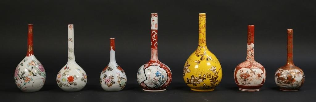 Appraisal: JAPANESE PORCELAIN BOTTLE VASES Japanese porcelain bottle form vases Largest