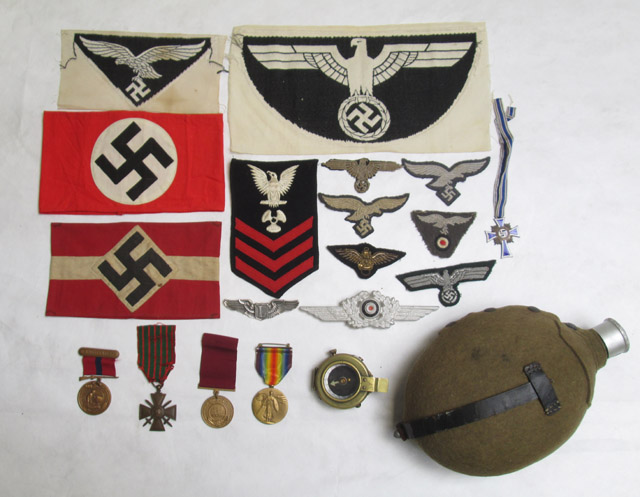 Appraisal: LOT OF WORLD WAR TWO MILITARY MEMORABILIA German two arm